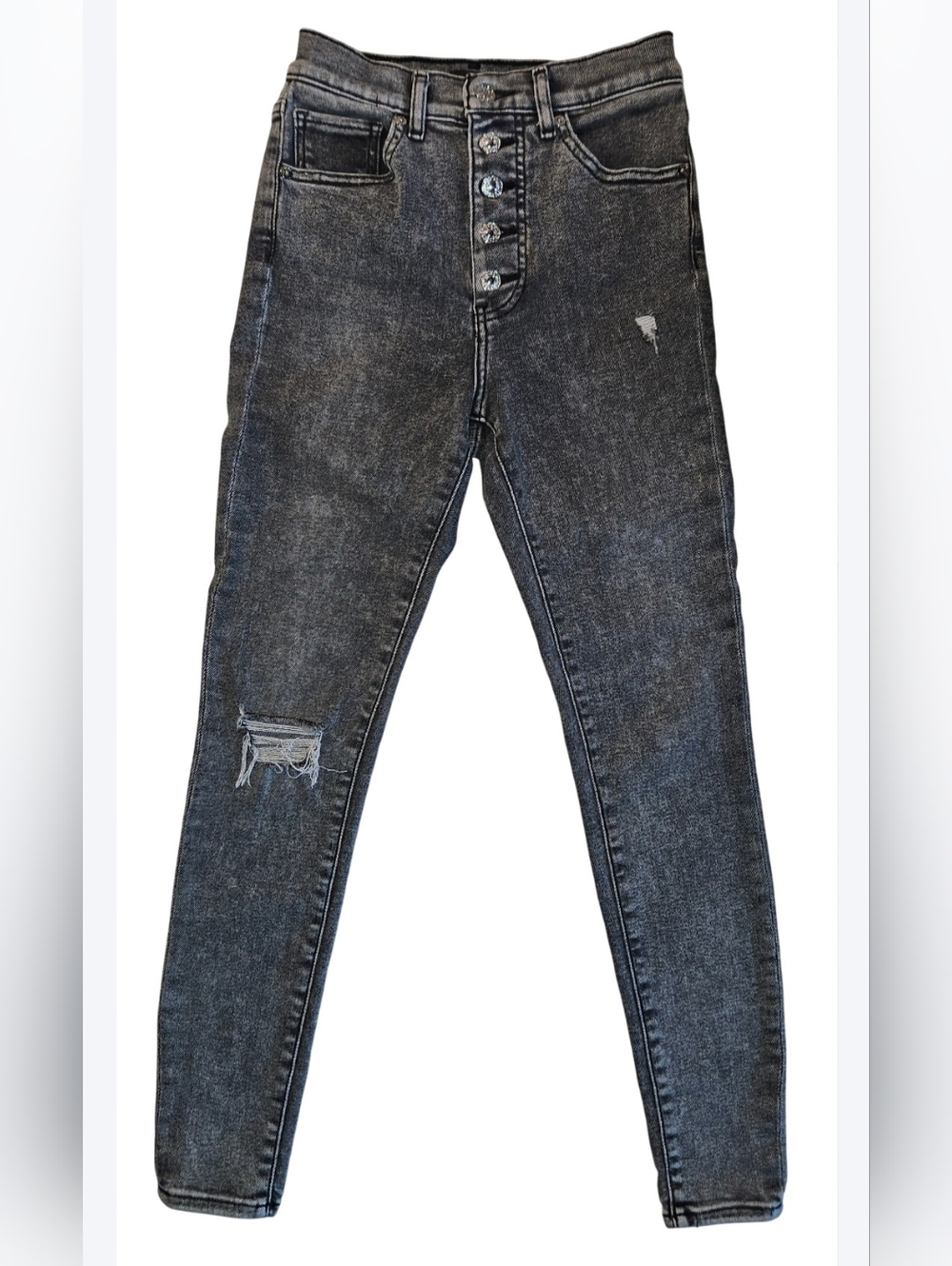 EXPRESS Distressed 5 Button Skinny Stretch Jeans